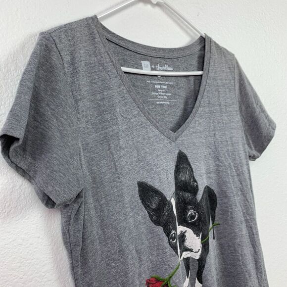 Gap x Threadless Boston Terrier V-Neck Tee T-Shirt Shirt XL - Picture 2 of 4